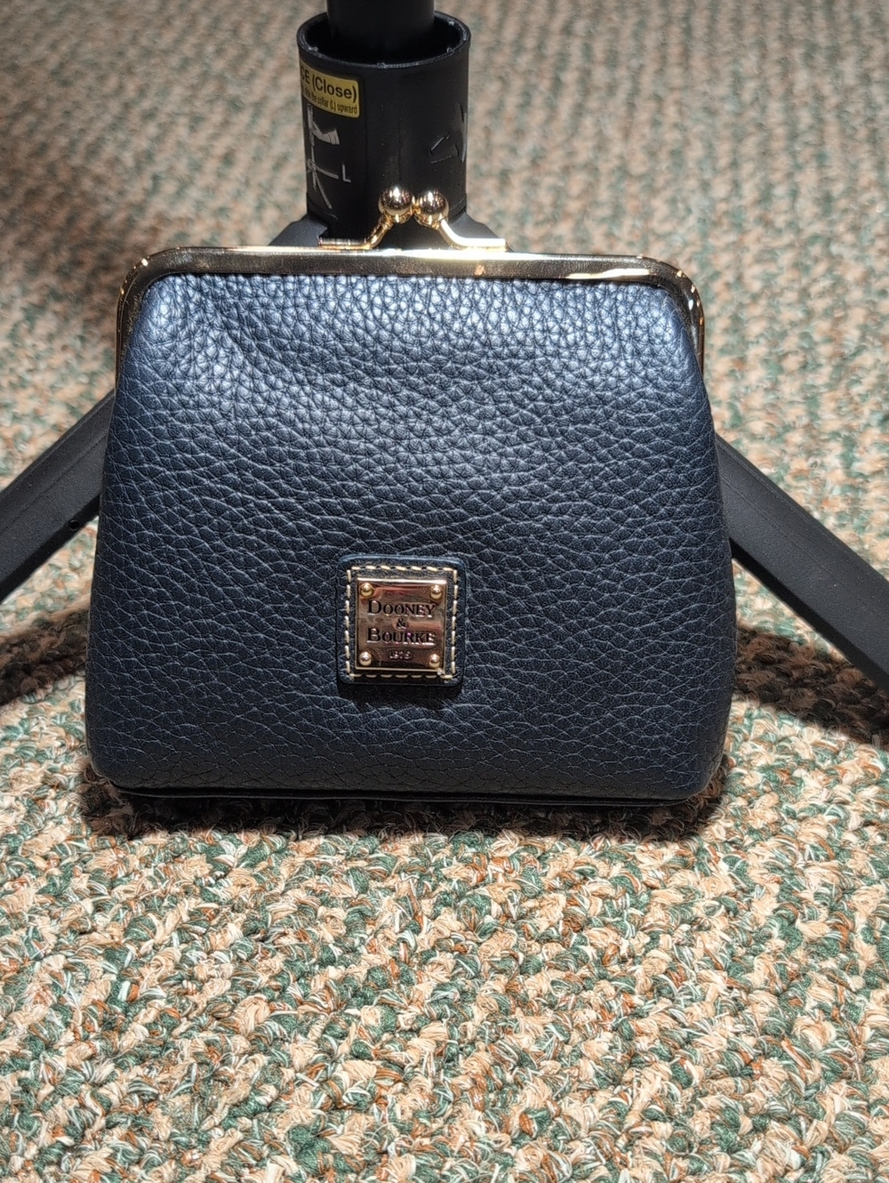 Dooney & Bourke Vintage Pebbled Leather Kiss-Lock Coin Purse - Navy